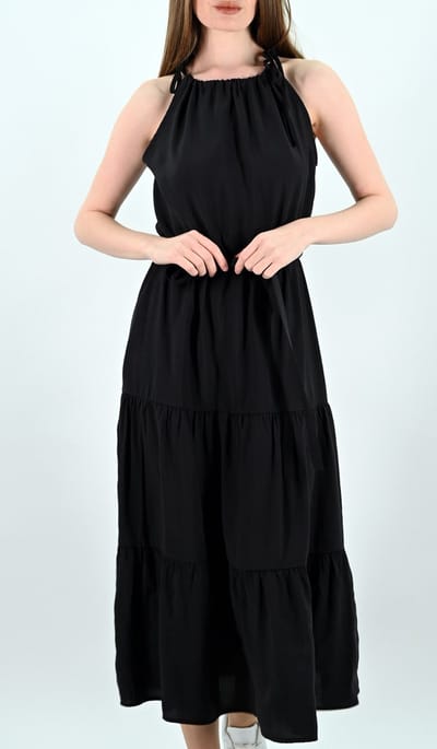 YesMooi - Gelaagde Midi Jurk - Zomerjurk - Zwart - XS (34)
