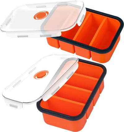 Extra grote silicone vriescontainer met deksel voor soep, bouillon en sauzen - 2 stuks van 250 ml, ideaal voor voedselopslag en ijsblokjes