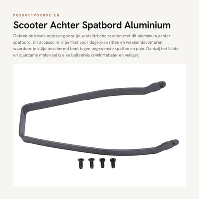 Dailygoods - Scooter Achter Spatbord - Aluminium Ondersteuning - Lichtgewicht en Duurzaam - Geschikt voor PRO2 Fietsen - Voor Water en Puin - Perfect...