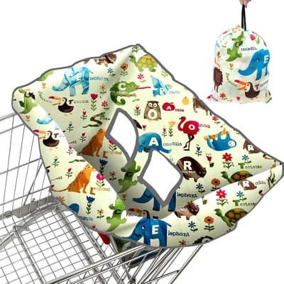 1 Stuks 2-in-1 Winkelwagenhoes Baby - Ook voor Kinderstoel - Inclusief Draagtas - Universeel - Cute Zoo Design