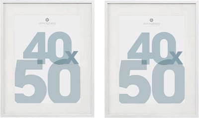 Atmosphera Fotolijstje Manu - 2x - met passe partout - voor een foto van 40 x 50 cm - wit - MDF/Glas - Klassieker