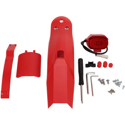 ZHIKAN Kit garde-boue arrière avec feu arrière et support de plaque d'immatriculation pour pneu de trottinette Xiaomi PRO2 rouge