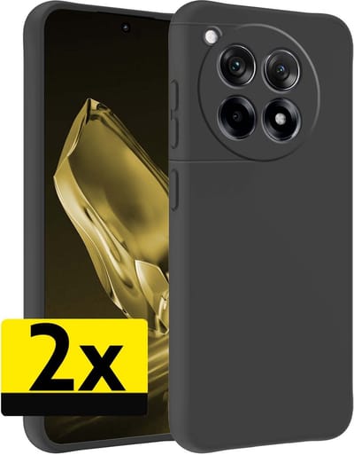 Hoesje - 2 Stuks - Geschikt voor OnePlus 12R - Sterk & Shockproof - Case Siliconen - Back Cover - Telefoon Hoes - Telefoonhoesjes - Zwart