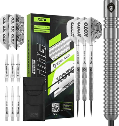 KOTO – Sting Silver Straight - 90% Tungsten - Dartpijlen - 22 Gram - Zilver - Steeldarts