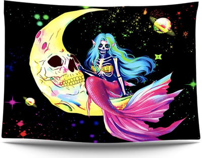 Ulticool Wandkleed 200x150 cm – Zeemeermin Gaming Accesoires - Glow in the Dark - Poster Backdrop Frame - Neon Party Verlichting / UV Game Playstation Lamp / Blacklight Lampen - Mannen Tiener Jongen Gadgets - Decoratie Versiering