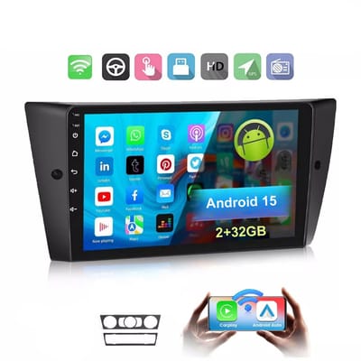 ESSGOO Autoradio met bluetooth - voor BMW 3 serie E90 E91 E92 E93 2005 t/m 2013 - Draadloos Apple Carplay & Android auto - 2GB + 32GB - Bluetooth & Wifi - FM Navigatie - Android 15