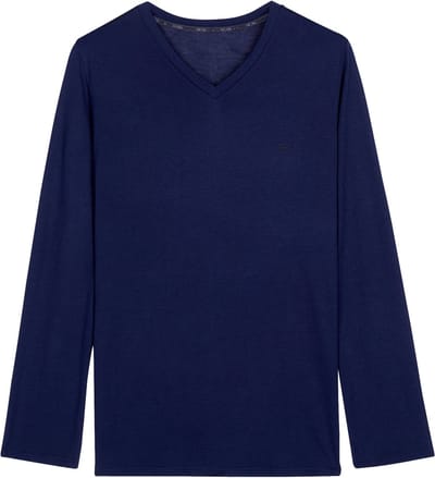HOM - Cocooning long sleeve V Neck T-Shirt - Navy- mannen - S