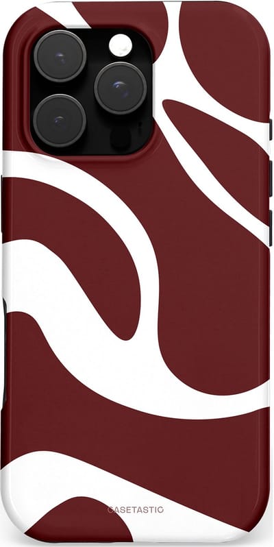 Casetastic hoesje geschikt voor Apple iPhone 16 Pro - MagSafe - Dubbellaagse bescherming - Bordeaux Swirl - Fashion Case - Bordeaux Wit