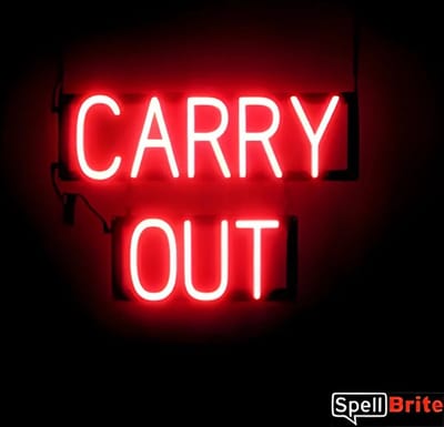 CARRY OUT - Lichtreclame Neon LED bord verlicht | SpellBrite | 88 x 16 cm | 6 Dimstanden - 8 Lichtanimaties | Reclamebord neon verlichting