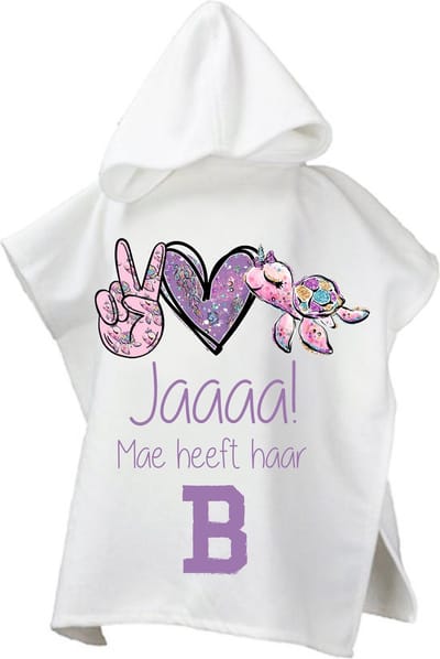 Strandponcho met naam kind-zwemdiploma B-meisjes-cadeau afzwemmen-poncho handdoek voor kinderen met capuchon-zwemponcho-badcape