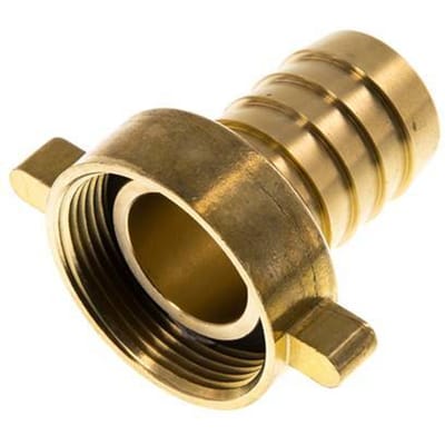 G 1 1/2'' x 32mm Messing Slangpilaar met NBR Afdichting en Vleugelmoer 16 Bar