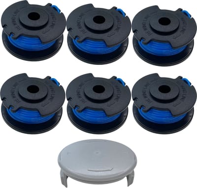Spoel van draadtrimmer vervangingsdraad AC14RL3A geschikt voor Ryobi One+ bosmaaier 18V 24V 40V Ø 1,65 mm lengte 3,35 m - Set van 6 spoelen + 1 hoes