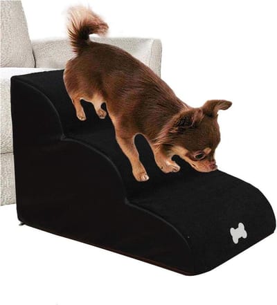 Huisdier trap - Honden ladder - Gemakkelijk klimmen - Met pluche hoes - 60 x 40 x 40 cm - Zwart