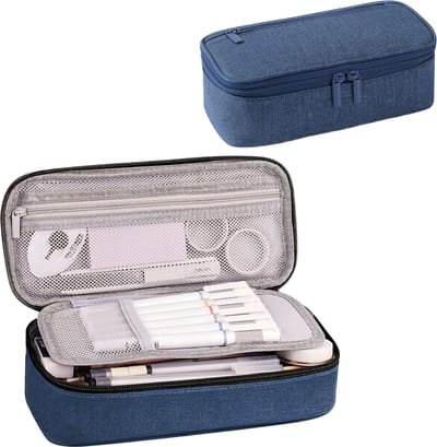 Somstyle Pennen Etui Groot - Pennenzak Voor Kinderen en Volwassenen - Schooletui voor Jongens en Meisjes - Donkerblauw