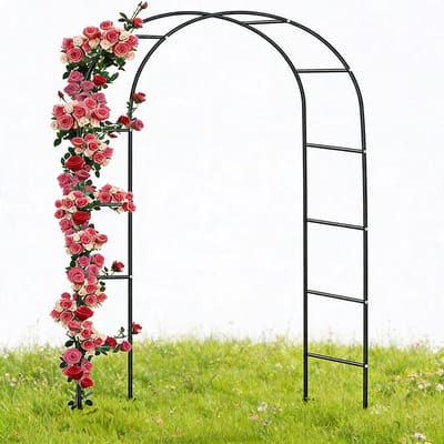 Rozenboog Premium Stevig Staal & Weerbestendig Design – Tuinboog Multifunctioneel als Rankhulp, Poort of Tuindecoratie – Bloemenboog Stabiel & Eenvoudig te Installeren | 240 x 140 x 38 cm Zwart voor Klimplanten