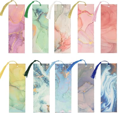 Persoonlijke Boekenleggers met Aesthetic Marmerpatronen, Lege Boekenleggers met Kwastjes voor Creatief Gebruik, Ideale Boekaccessoires voor Boekenliefhebbers en Schrijvers