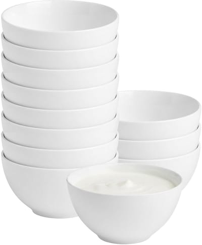 Vessia Kommetjes / serveer schaaltjes Limoges - 12x - porselein - 16 x 8 cm - wit - Stapelbaar - 1000 ml - soepkommen - schalen - keuken