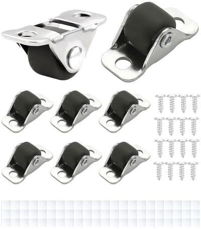 Dailygoods- Meubelwielen Set van 8 - 12 mm Diameter - Zacht Rubber - Stil en Antislip - Voor Kleine Meubels - Inclusief Schroeven en Plakband - Rolwielen