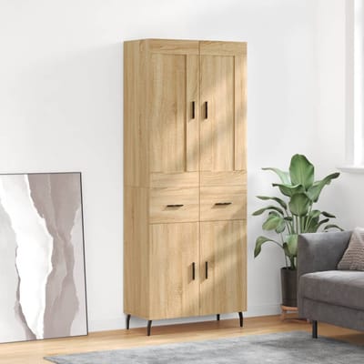vidaXL - Hoge - kast - 69,5x34x180 - cm - bewerkt - hout - sonoma - eikenkleurig