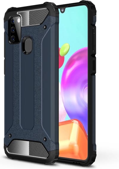 Coverup Hoesje - Geschikt voor Samsung Galaxy A21s Hoesje - Coverup Armor Hybrid Back Cover - Donkerblauw