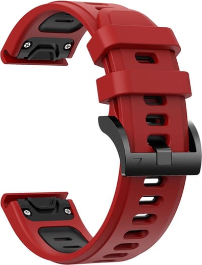 Siliconen bandje - geschikt voor Garmin Fenix 3 / 5X / 5X Plus / 6X / 6X Pro / 7X / 7X Pro / 8 (51 mm) / Quatix 3 / 6X / Tactix (7) / Enduro (2) / Descent Mk1 / Mk2(i) / Mk3i 51 mm / D2 / Delta PX / Mach 1 Pro / Epix Pro Gen 2 51 mm - rood-zwart