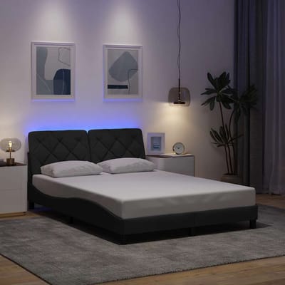 vidaXL - Bedframe - met - LED - zonder - matras - 120x200 - cm - stof - donkergrijs