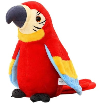 Perroquet Parlant Répète Ce Que Vous Dites Oiseau Enregistreur Électronique Battement d'Ailes Peluche Jouets Interactifs pour Enfants Cadeau de Noël Anniversaire 22cm rouge