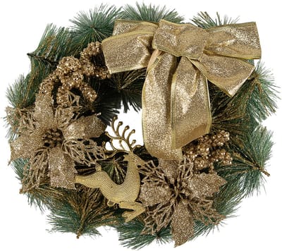 Clayre & Eef Kerstkrans Ø 30 cm Goudkleurig Kunststof