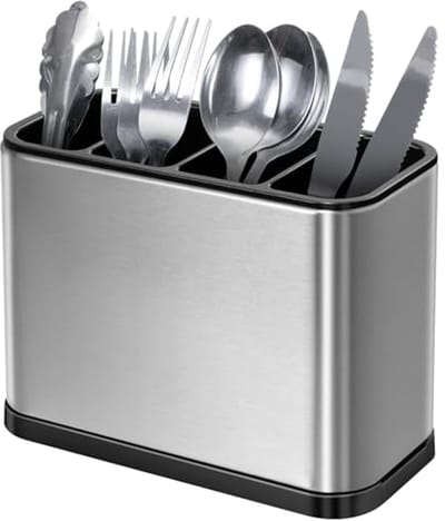 RVS Bestekhouder met 4 Compartimenten - Keuken Organizer met Antislip Afwaterend Ontwerp