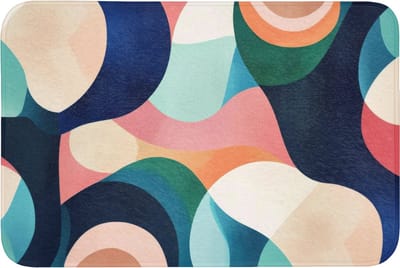 Badmat 90x60 cm - Antislip - Abstract - Blauw - Roze - Badmatten voor badkamer - Badkamermat - Douchemat - Badkamer mat