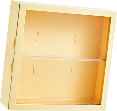 Opbergdoos Speelgoed - Vitrinekast Display - Thuis Kantoor - Muurmontage Zonder Boren - 28 x 27 x 10 cm - Geel