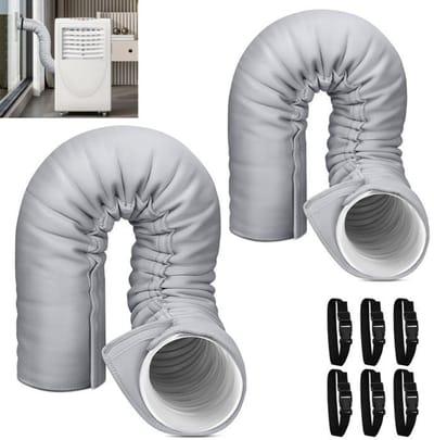 Isolatiehulzen Geschikt voor airconditioningslangen - 2 stuks, energiebesparend, 5-5,9 inch - 6 verstelbare bandjes - Eenvoudige installatie - Grijs
