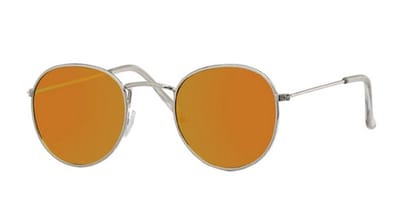 Hidzo Ronde Zonnebril Zilver - UV 400 - Oranje Glazen