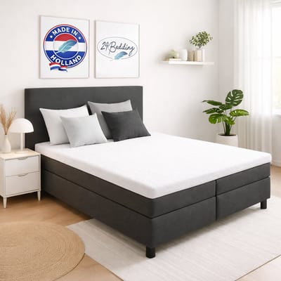 24-Bedding - Badstof Topper Hoeslaken - Wit - 80x220 cm - Extra Zware Kwaliteit - Rondom Elastiek - Voor topper matrassen van 5 tot 15 cm