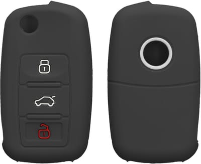 kwmobile autosleutel hoesje geschikt voor VW Skoda Seat 3-knops autosleutel hoes - TPU autosleutel behuizing - Beschermende auto sleutel case - Sleuteletui in mat zwart