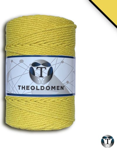 Macramé Koord | Lemon Yellow | 200 meter | 100% Katoen | Macramé Touw | Macramé | Voor Macramé Plantenhanger | Wandkleed | Dromenvanger | Triple Twist | DIY | Touw | 3mm | TheOldOmen |
