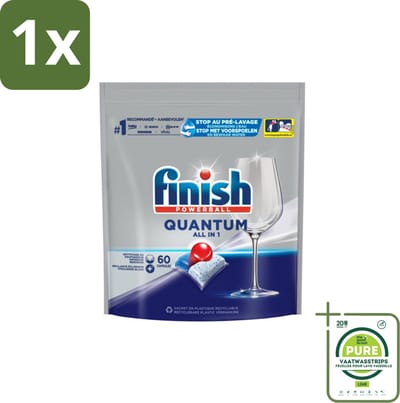 1 x Finish – Vaatwastabletten – Quantum All-in-1 – 60 Capsules - Vaatwastabletten - Vaatwasser - Diepe Reiniging - Glans - Vaatwascapsules