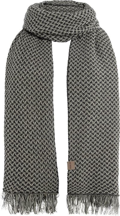 Knit Factory Astre Sjaal Dames - Katoenen sjaal - Langwerpige sjaal - Donkergrijs/witte zomersjaal - Dames sjaal - Blok motief - Antraciet/Ecru - 200x90 cm - XXL Sjaal - 50% katoen/50% acryl
