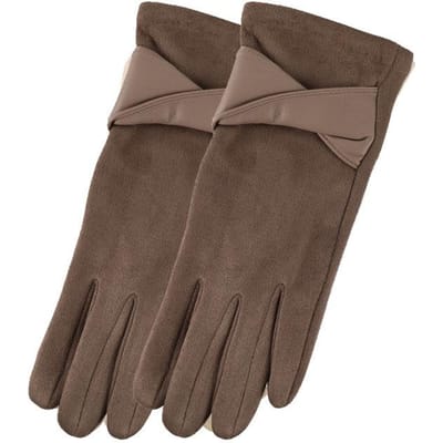 Winterhandschoenen voor Dames Suède Koudebestendige en Warme Handschoenen voor Dames Plus Fluweel Verdikte Handschoenen voor Heren Strik Touchscreen Handschoenen voor Dames One Size gray