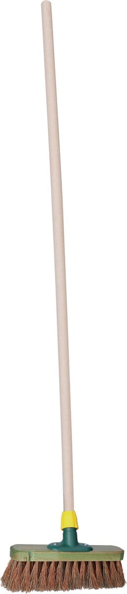Brumag Straatbezem Greenwood voor buiten terrastegels en klinkers - Harde haren bezemkop 28 cm breed - Houten steel 139 cm
