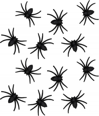 Chaks nep spinnen 8 cm - zwart glitter - 12x stuks - Horror/griezel thema decoratie beestjes