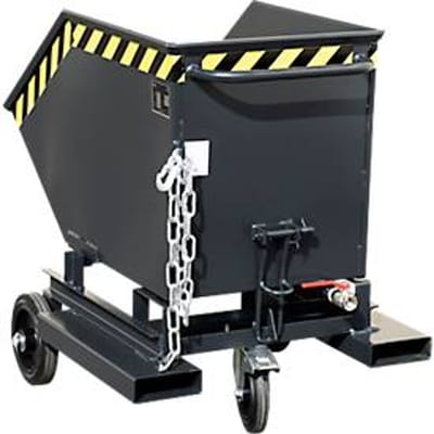 Spanencontainer Bauer SKW-ET 250, staal, zwart, B 1115 x D 820 x H 1090 mm, 250 l, tot 300 kg, rollen, handmatig kiepen, met inrijvakken