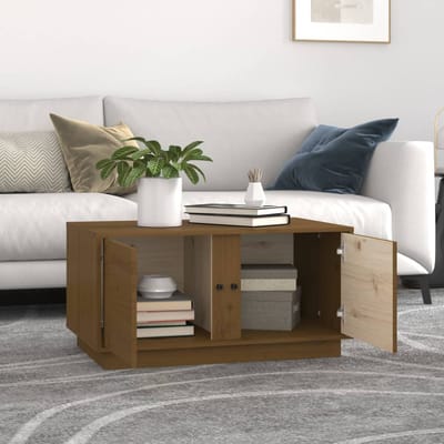 vidaXL - Salontafel - 80x50x40 - cm - massief - grenenhout - honingbruin