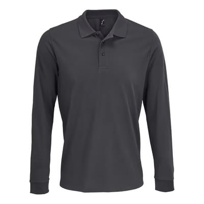 SOLS Unisex poloshirt met lange mouwen van katoen voor volwassenen (Donkergrijs massief)