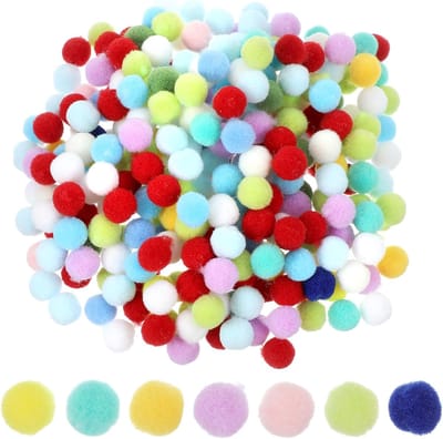 Dailygoods- Pompons 300 Stuks - Kleurrijke Versiering - Knutselen - Decoratie - Herbruikbaar - Niet-giftig - 10 mm - Knutselballen