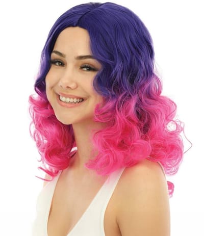 PTIT CLOWN - Luxe roze en paarse tie and dye pruik voor valwassenen