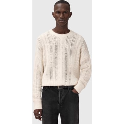 AllSaints Josif Crew Ecru White Taglia: XS | Maglioni a maglia Outlet | Uomo | Marrone