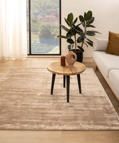 Viscose vloerkleed vierkant - Pearl beige 140x140