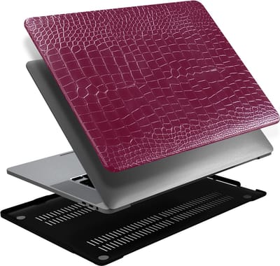 Lunso Geschikt voor MacBook Air 13 inch (2022-2026) cover hoes - case - Croco Fuchsia
