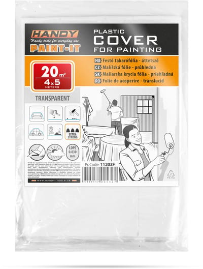 Afdekfolie Schilderen / Verven LDPE Extra Sterk 30 Micron – 4 × 5 m (20 m²) – Beschermt Meubels En Vloeren Tegen Verf En Stof [11203F]